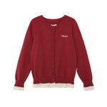 VAUVA Vauva FW23 - Girls Lace Cotton Cashmere Cardigan (Red) Coat & Jacket