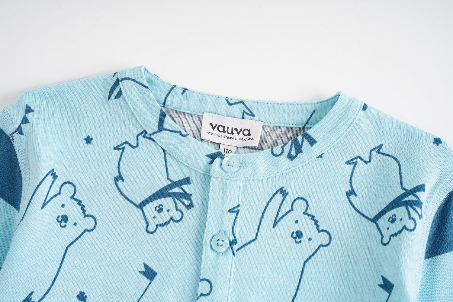 Bear-Print Two-Tone Long Sleeve Tee