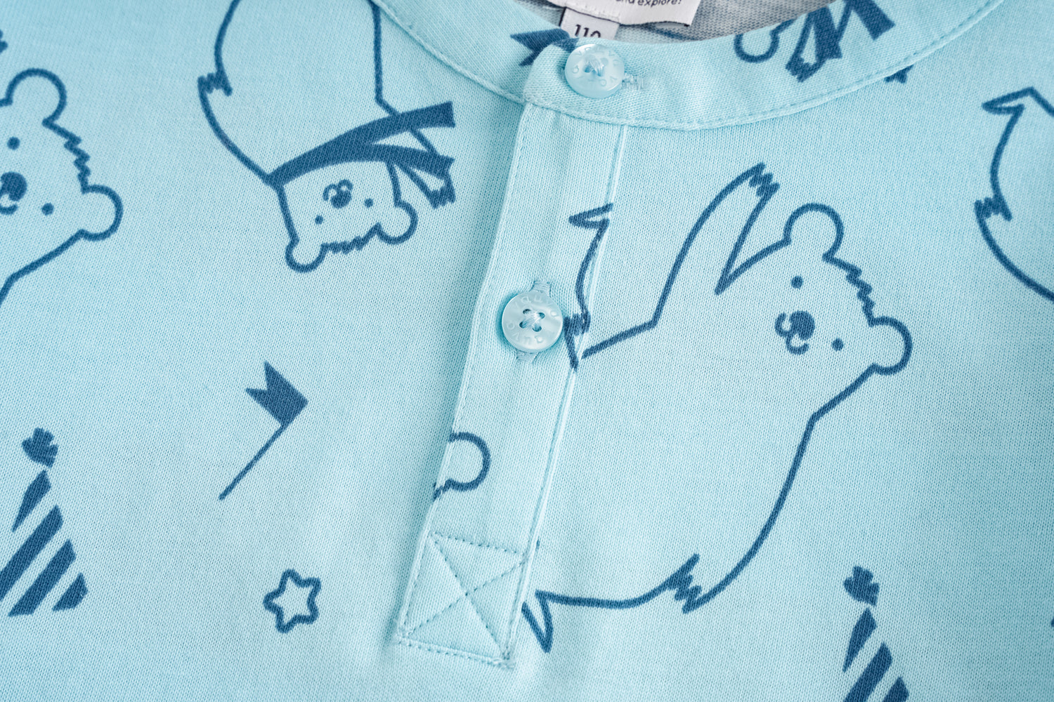 Bear-Print Two-Tone Long Sleeve Tee