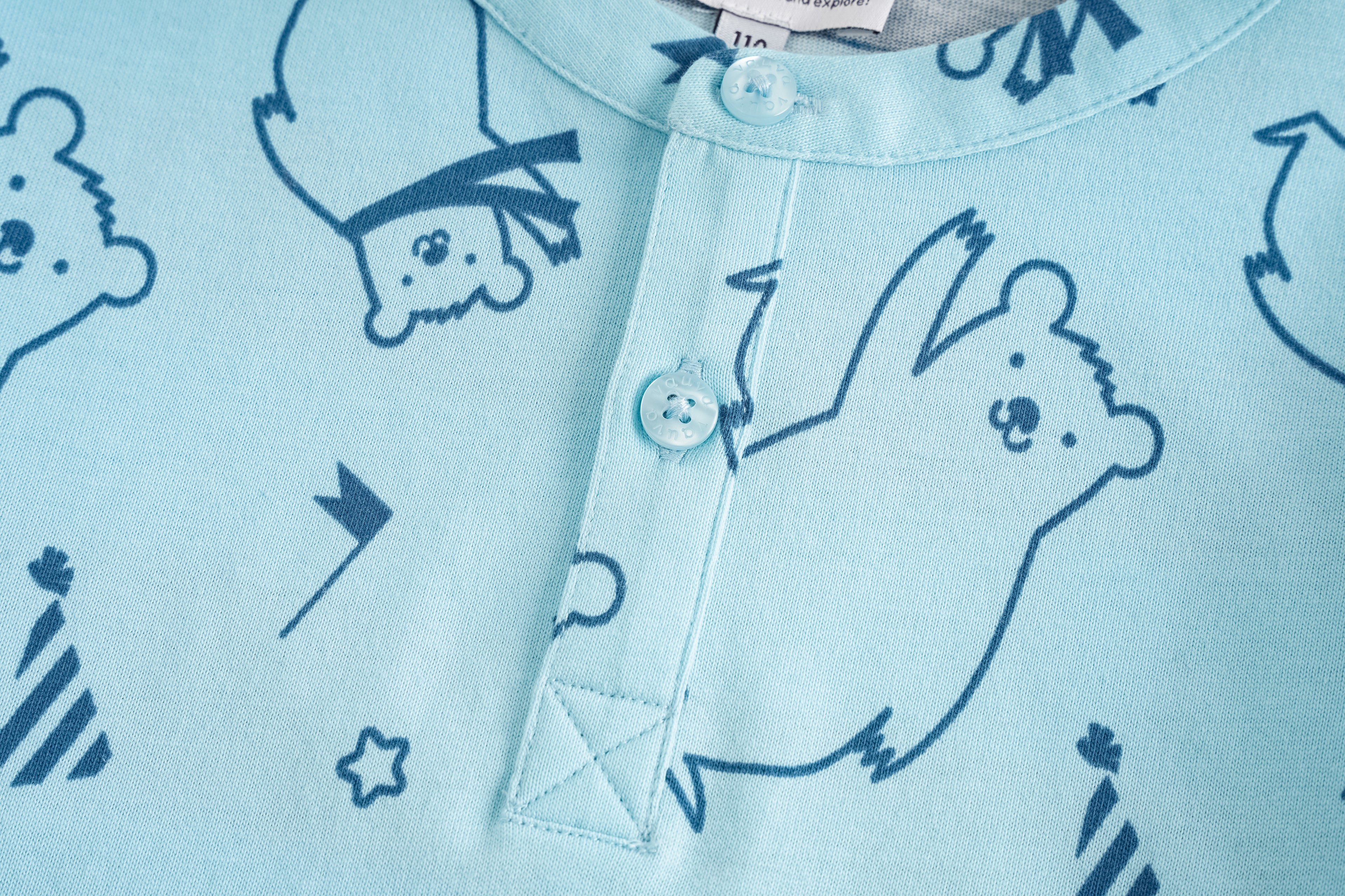 Bear-Print Two-Tone Long Sleeve Tee