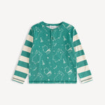 Bear-Print Two-Tone Long Sleeve Tee