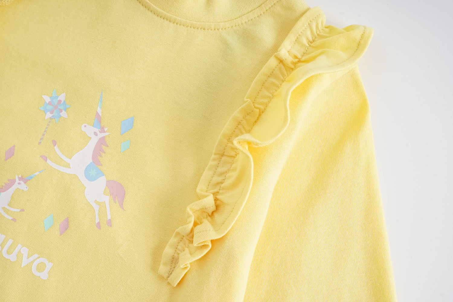 Unicorn-Print Frill Long Sleeve Top