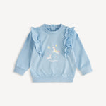 Unicorn-Print Frill Long Sleeve Top