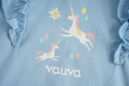 Unicorn-Print Frill Long Sleeve Top