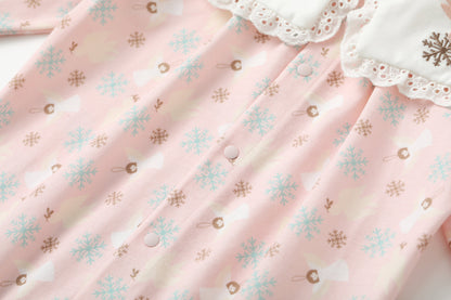 Angel-Print Puritan Collar Romper