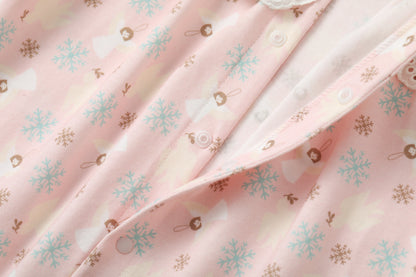 Angel-Print Puritan Collar Romper