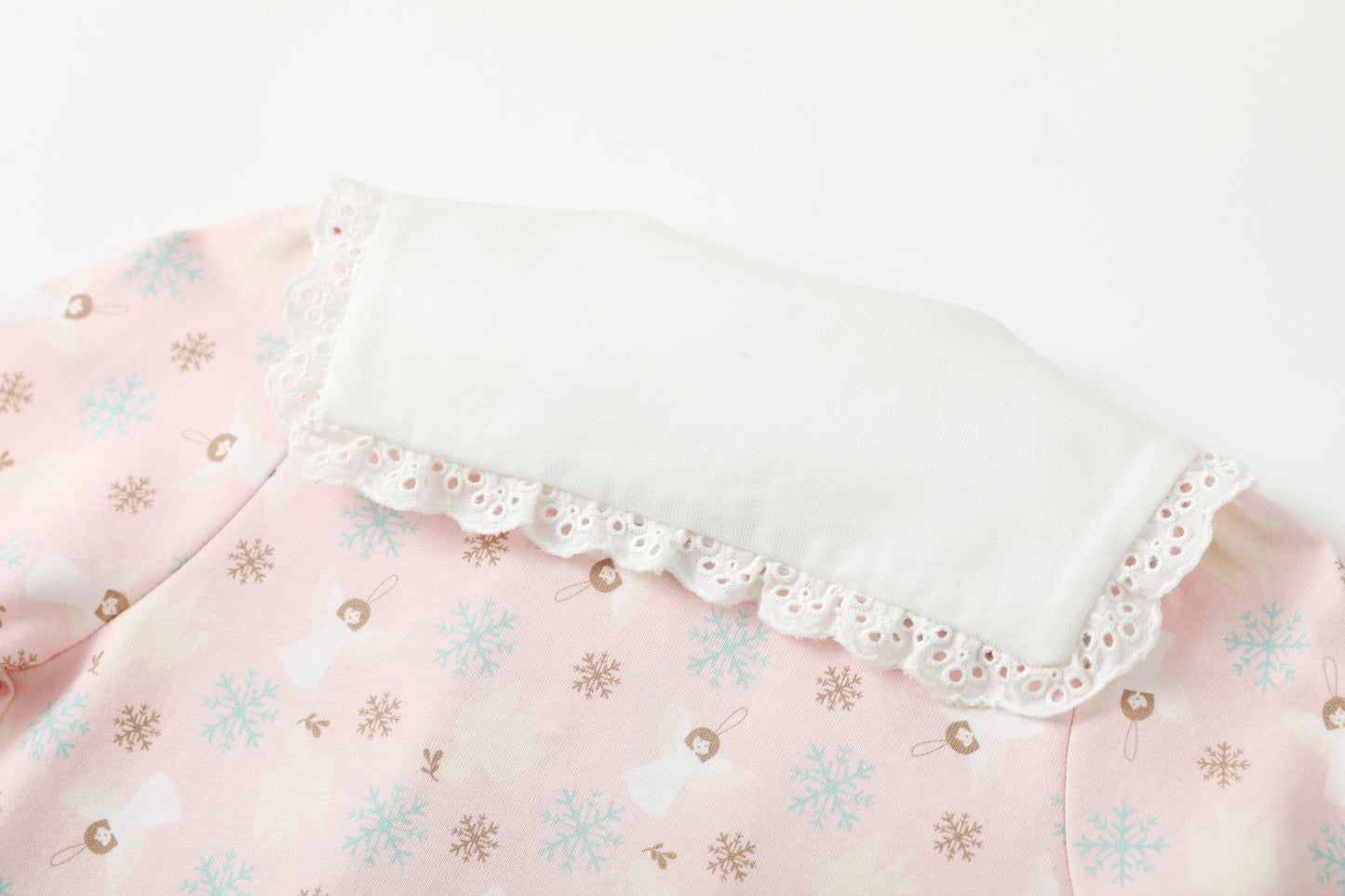 Angel-Print Puritan Collar Romper