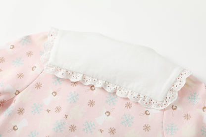 Angel-Print Puritan Collar Romper
