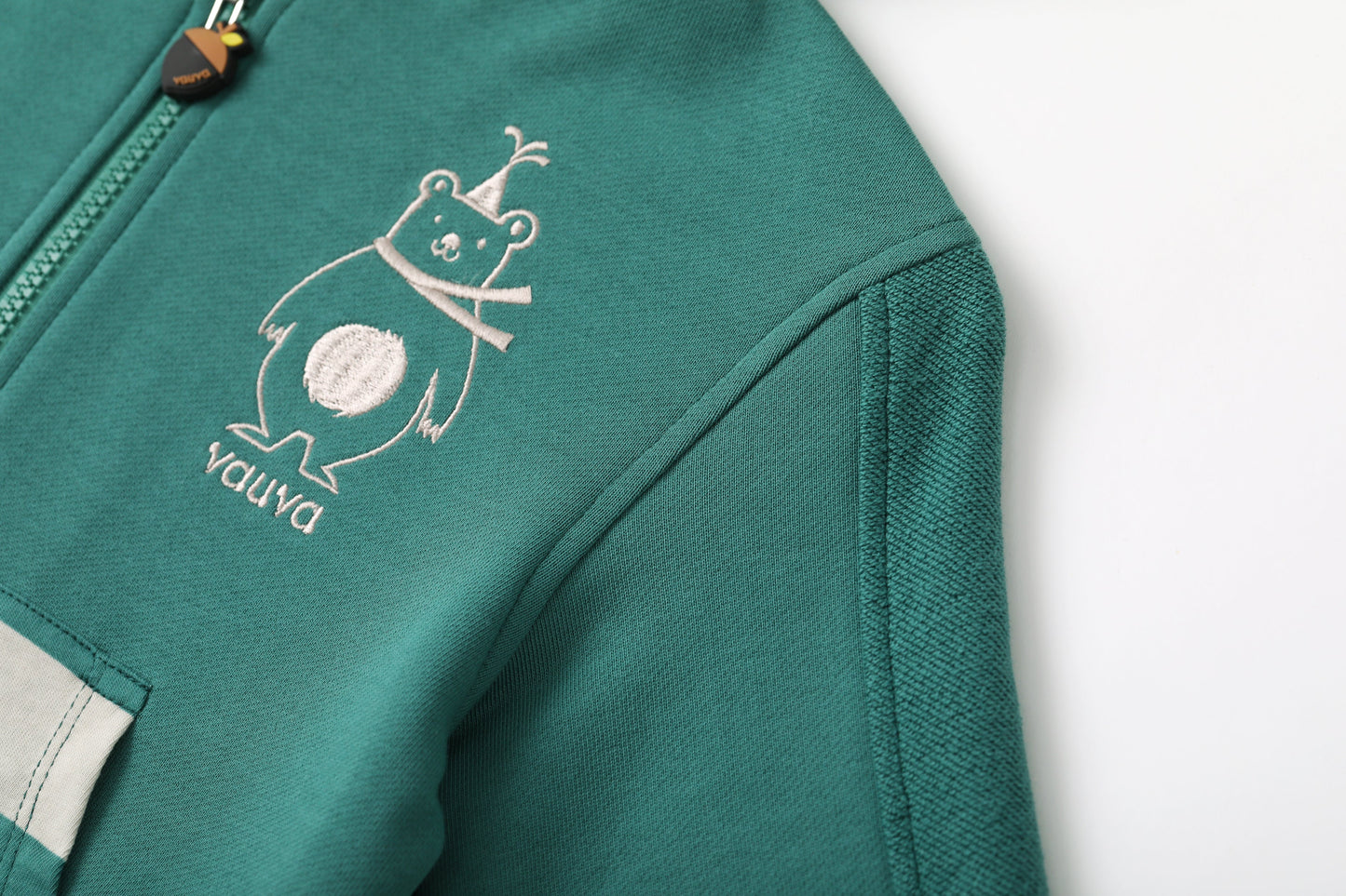 Bear-Embroidered Hooded Jacket