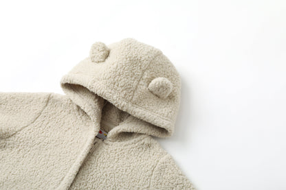 Bear-Embroidered Teddy Pramsuit
