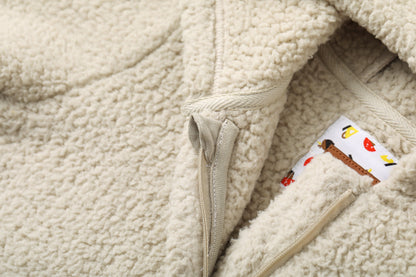Bear-Embroidered Teddy Pramsuit