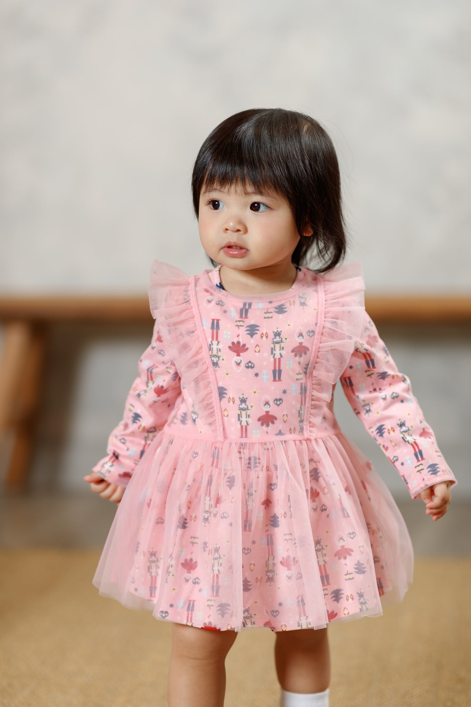 Nutcracker-Print Layered Dress