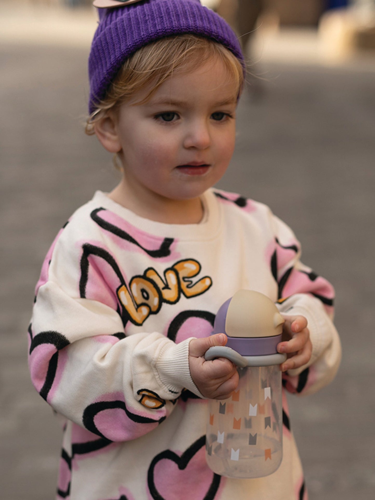 Matt Kid Straw Bottle- Purple & Milk Tea + Crown