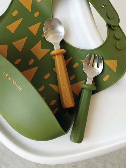 Nana Spoon And Fork Set- Caramel + Army