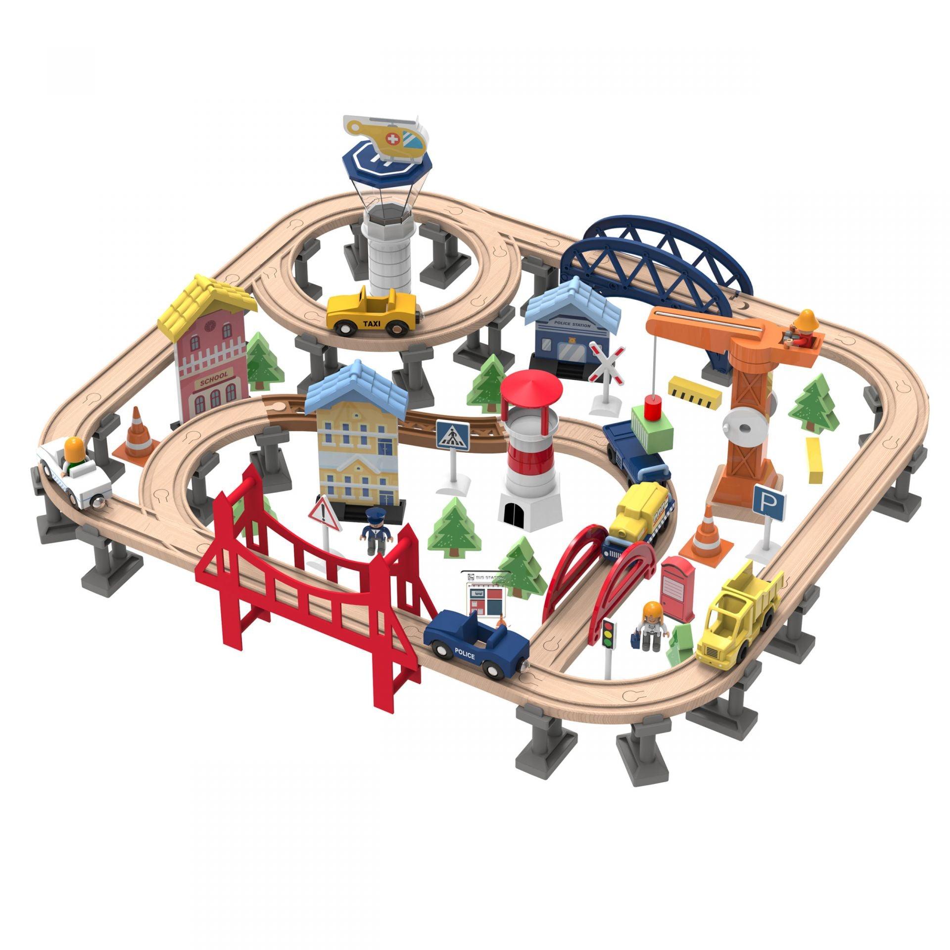 Leo & Friends Leo & Friends - Railway City Set 100 pcs Wooden Toy