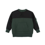 VAUVA Vauva FW23 - Boys Simple Patchwork Crew Neck Sweatshirt (Black/Green) Sweatshirt