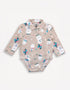 Bear-Print Long Sleeve Bodysuit
