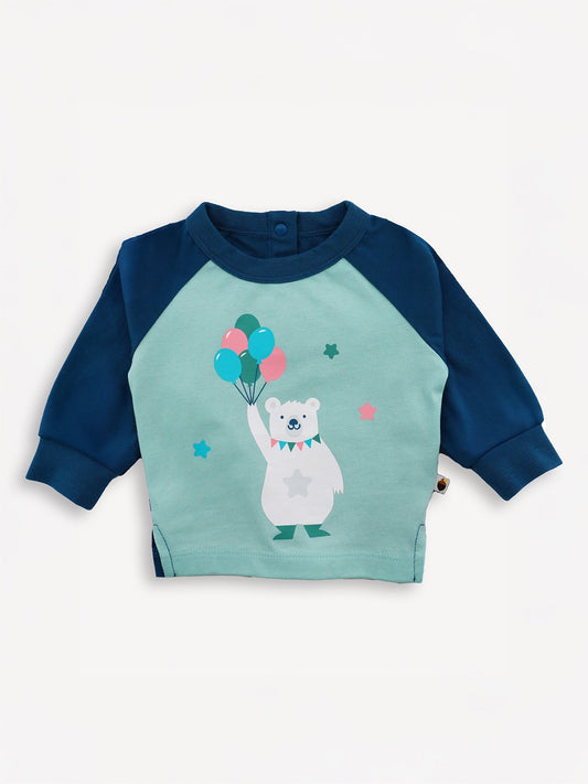 Bear-Print Raglan Sleeve  Tee