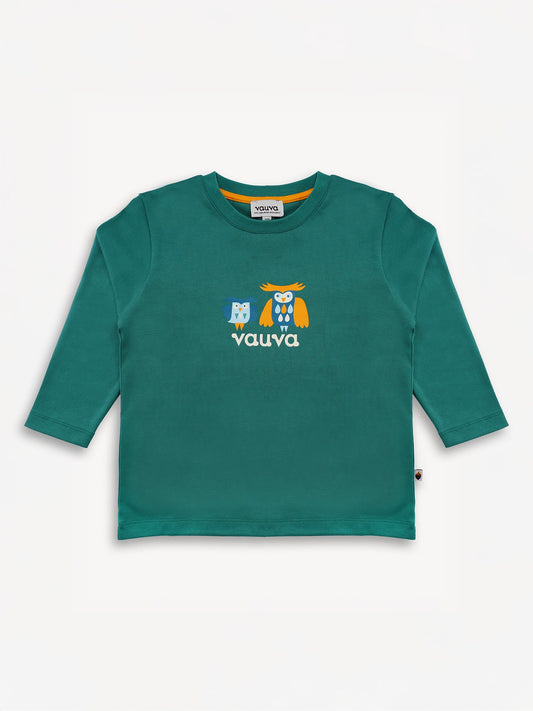 Owl-Printed Long Sleeve Tee