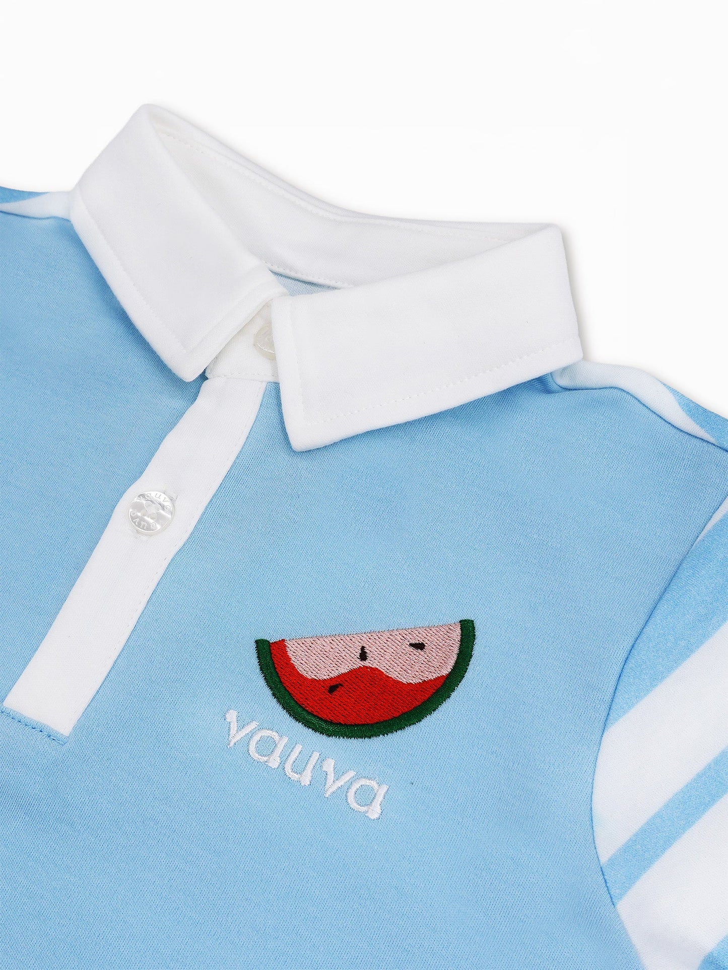 Kid Short Sleeve Watermelon Embroidery Polo Shirt