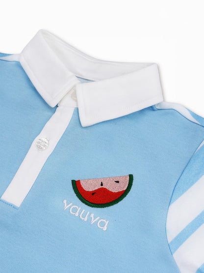 Kid Short Sleeve Watermelon Embroidery Polo Shirt