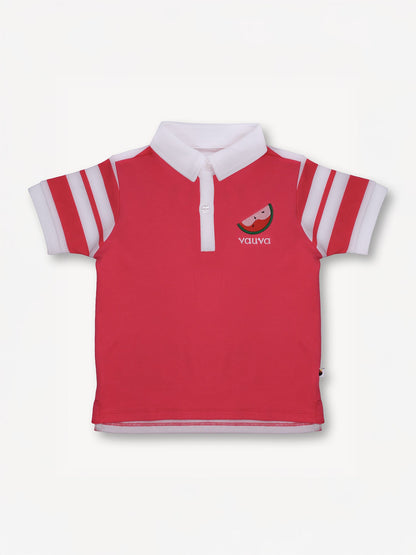 Kid Short Sleeve Watermelon Embroidery Polo Shirt