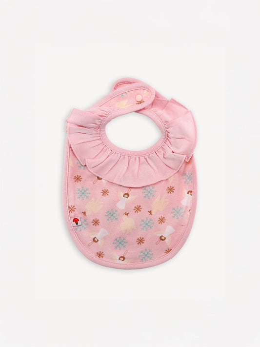 Angel-Print Ruffle Bib
