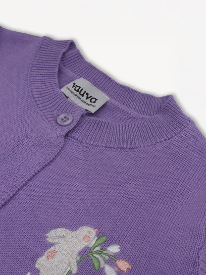 Kid Bunny Embroidery Cardigan
