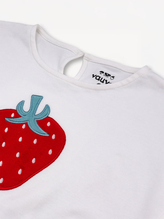 Kid Sleeveless Strawberry Print Two-Layer Dress