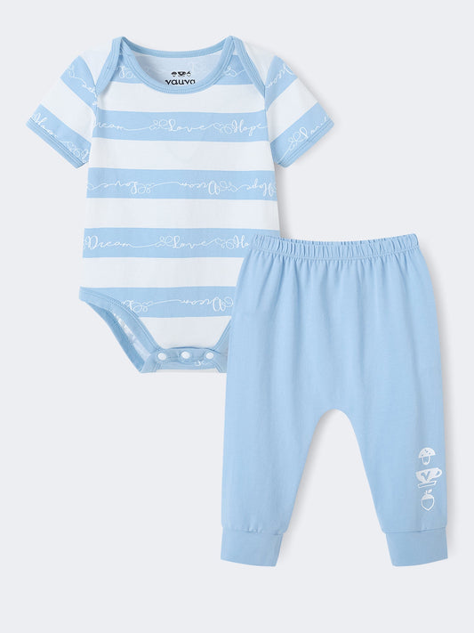 Baby Short Sleeve Stripes Bodysuit And Leggings Set
