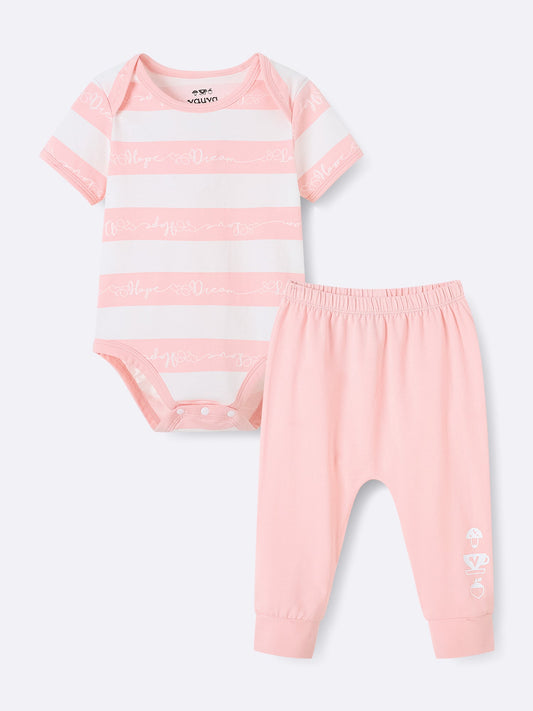 Baby Short Sleeve Stripes Bodysuit And Leggings Set