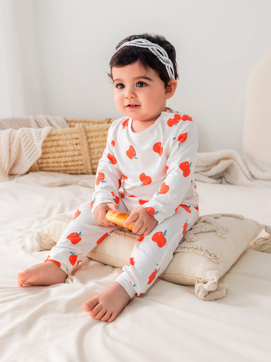 Baby Allover Print Long-Sleeved Top And Bottom Set