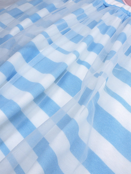 Kid Sleeveless Strawberry Print Two-Layer Dress